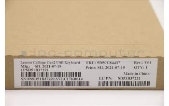 Lenovo 5D50U84437 Keyboard External,USB,Arabic/French,Black,Non_Backlight