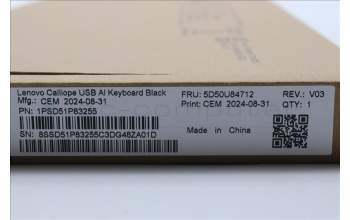 Lenovo 5D50U84712 AI Keyboard External,USB,Arabic,Black