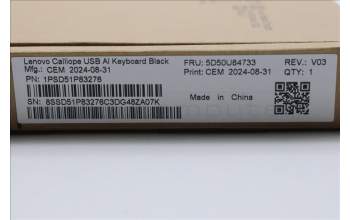 Lenovo 5D50U84733 AI Keyboard External,USB,LA Spanish,Black