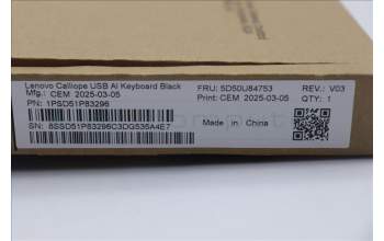 Lenovo 5D50U84753 AI Keyboard External,USB,ESTONIAN,Black