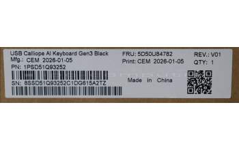 Lenovo 5D50U84782 AI Keyboard External, USB, Greek, Black