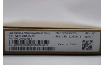 Lenovo 5D50U84783 AI Keyboard External, USB, Greek/US English, Black