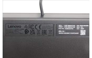 Lenovo 5D50U84790 AI Keyboard External, USB, Spanish LA, Black