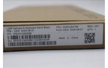 Lenovo 5D50U84798 AI Keyboard External, USB, Spanish, Black