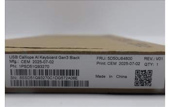 Lenovo 5D50U84800 AI Keyboard External, USB, Swiss French/German, Black