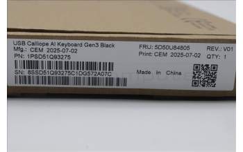 Lenovo 5D50U84805 AI Keyboard External, USB, US English Euro, Black