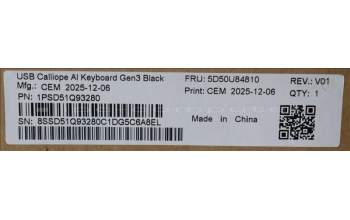 Lenovo 5D50U84810 AI Keyboard External, USB, Estonian, Black