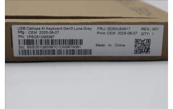 Lenovo 5D50U84817 Keyboard External, USB, Arabic, Luna Grey