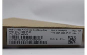 Lenovo 5D50U84848 Keyboard External, USB, Swiss French/German, Luna Grey