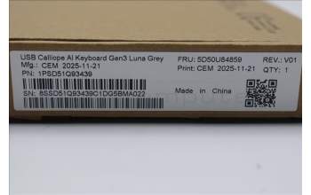 Lenovo 5D50U84859 Keyboard External, USB, Nordic, Luna Grey