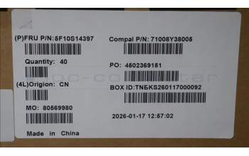 Lenovo 5F10S14397 Thermal module w/Fan 83SG FCN R78C