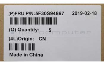 Lenovo 5F30S94867 FINGER_PRT FINGPRINT W/FFC C 81N6_IG