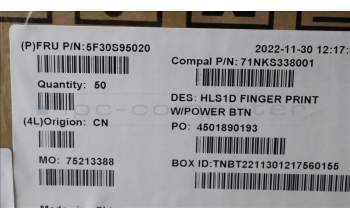 Lenovo 5F30S95020 FP BD C 82VG w/power btn&FFC