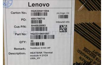 Lenovo 5H40S20583 Thermal module H 21CX UMA_HY