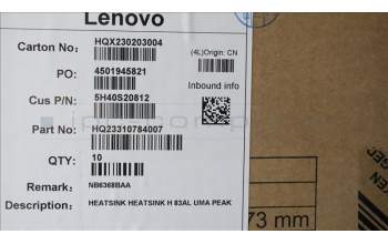 Lenovo 5H40S20812 HEATSINK H 83AL UMA PEAK