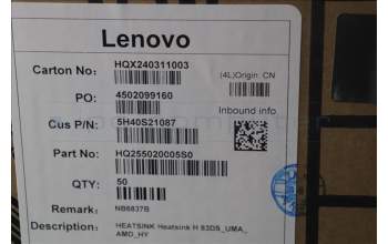 Lenovo 5H40S21087 Heatsink H 83DS_UMA_ AMD_HY