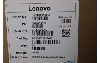 Lenovo 5H40S21269 Heatsink H 83JR PINDAI