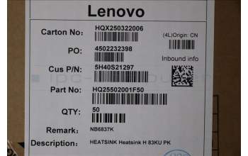 Lenovo 5H40S21297 Heatsink H 83KU PK