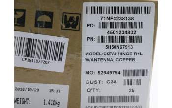 Lenovo 5H50N67913 HINGE Hinge C 80X6 W/ANT R+L Copper