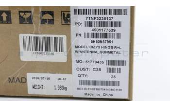 Lenovo 5H50N67951 HINGE Hinge C 80X6 W/ANT R+L GunMetal