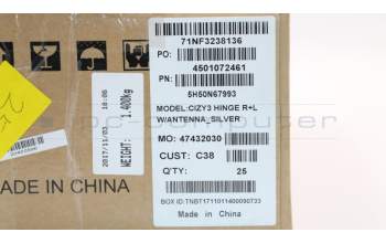 Lenovo 5H50N67993 HINGE Hinge C 80X6 W/ANT R+L Silver