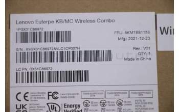 Lenovo 5KM1B81158 Keyboard_Mouse,Wireless,US English Euro,Storm Grey,Non_Backlight