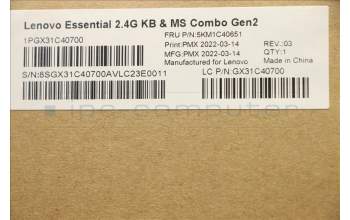 Lenovo 5KM1C40651 Keyboard_Mouse,Wireless,French,White_Grey,Non_Backlight