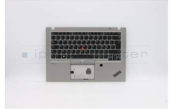 Lenovo 5M10Z41561 C-Cover with keyboard, Belgian, Silver, Backlight, Fingerprint, NFC, UK