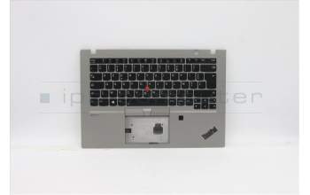Lenovo 5M10Z41579 C-Cover with keyboard, French, Silver, Backlight, Fingerprint, NFC