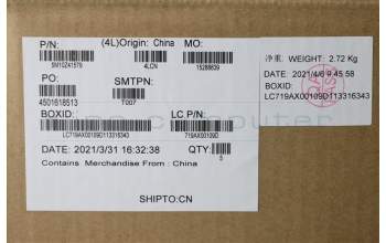 Lenovo 5M10Z41579 C-Cover with keyboard, French, Silver, Backlight, Fingerprint, NFC