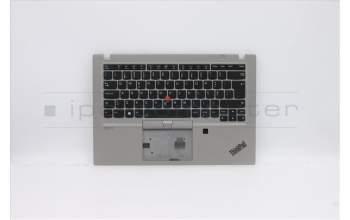 Lenovo 5M10Z41607 C-Abdeckung mit Tastatur, Portugiesisch, Silbern, Hintergrundbeleuchtung, Fingerabdruck, NFC