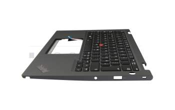 5M11C18715 original Lenovo keyboard incl. topcase DE (german) black/grey with backlight and mouse-stick (no WWAN)