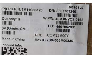 Lenovo 5M11C86126 C-Cover with keyboard, Hungarian, Black, NO WWAN, NO WLAN, UK