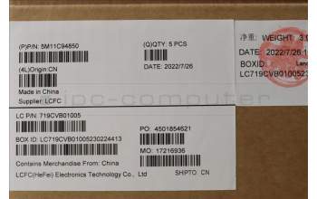 Lenovo 5M11C94850 MECH_ASM FRU KB w/Cc FRA(Chi)FPR UK BK