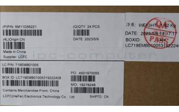 Lenovo 5M11G56221 TOUCHPAD CS22 CP,GLMLR,BK,NONFC,CHY,EL