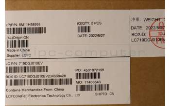 Lenovo 5M11H58998 MECH_ASM KBD CCvr KOR BKL(PMX)US BK