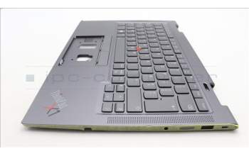 Lenovo 5M11H62255 C-Cover with keyboard, French, Grey, Backlight, Fingerprint, US