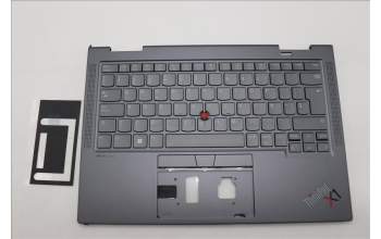 Lenovo 5M11H62327 C-Cover with keyboard, Spanish, Grey, Backlight, Fingerprint, UK