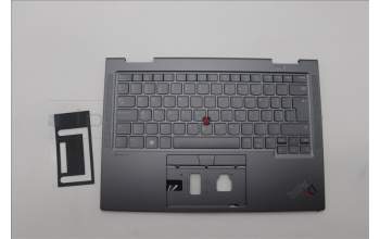 Lenovo 5M11H62335 C-Cover with keyboard, Switzerland, Grey, Backlight, FingerPrint, UK