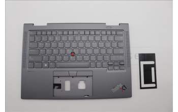 Lenovo 5M11H62367 C-Cover with keyboard, Arabic, Grey, Backlight, FingerPrint, WWAN, US