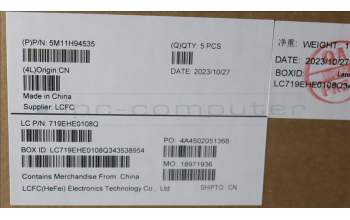 Lenovo 5M11H94535 C-Cover with keyboard, Spanish LA, Black, Backlight, WWAN, UK