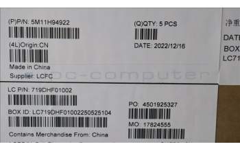 Lenovo 5M11H94922 MECH_ASM GP KBDBZL,ARA,WL,BK/GY,CHY