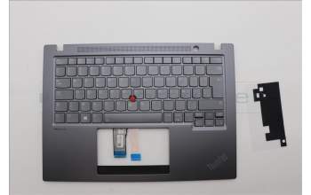 Lenovo 5M11L59581 C-Cover with keyboard, Belgian, Grey, Backlight, UK