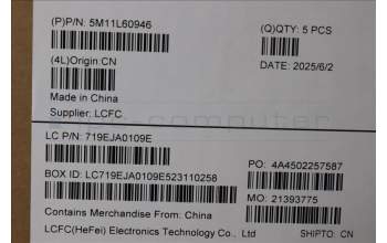 Lenovo 5M11L60946 MECH_ASM FRU KB CCV IND ENG US BL(CHY)BK