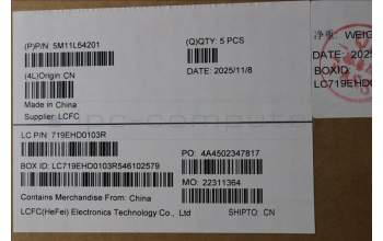 Lenovo 5M11L64201 MECH_ASM KBD W C BUL BKLT CHY WW UK BK