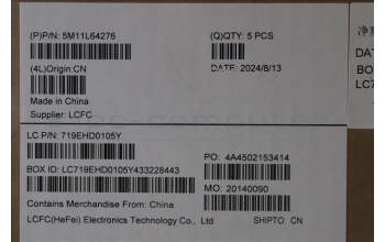 Lenovo 5M11L64276 MECH_ASM KBD W C SWE/FIN BKLTCHY WW UKBK