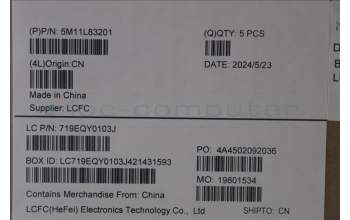 Lenovo 5M11L83201 MECH_ASM KBDBZL,FRA,WW,BK/GY,SRX