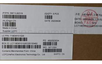 Lenovo 5M11L92319 MECH_ASM FRU KB CCV EURO ENG (SRX) US BK