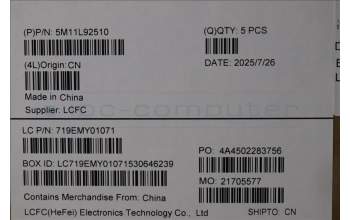 Lenovo 5M11L92510 MECH_ASM FRU KB CCV ENG BL (LTN) US BK