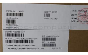 Lenovo 5M11L92892 C-Cover with keyboard, Norwegian, Black, Backlight, UK